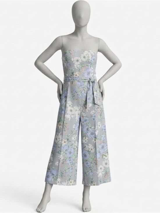H&M Pants - H&M Strapless Floral Wide Leg Cropped Romper